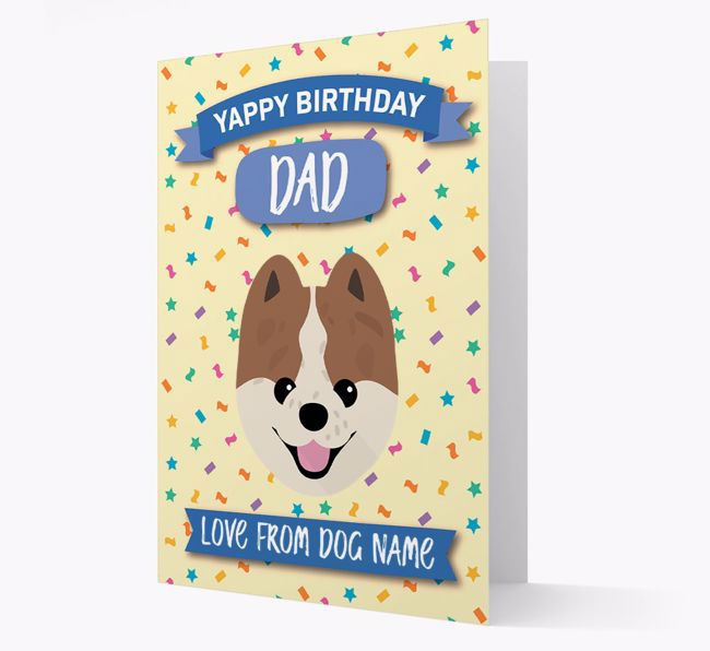 Personalized Card 'Yappy Birthday Dad' with {breedCommonName} Icon